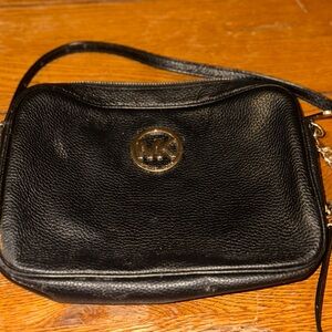 Michael Kors Black and Gold Zip Pouch